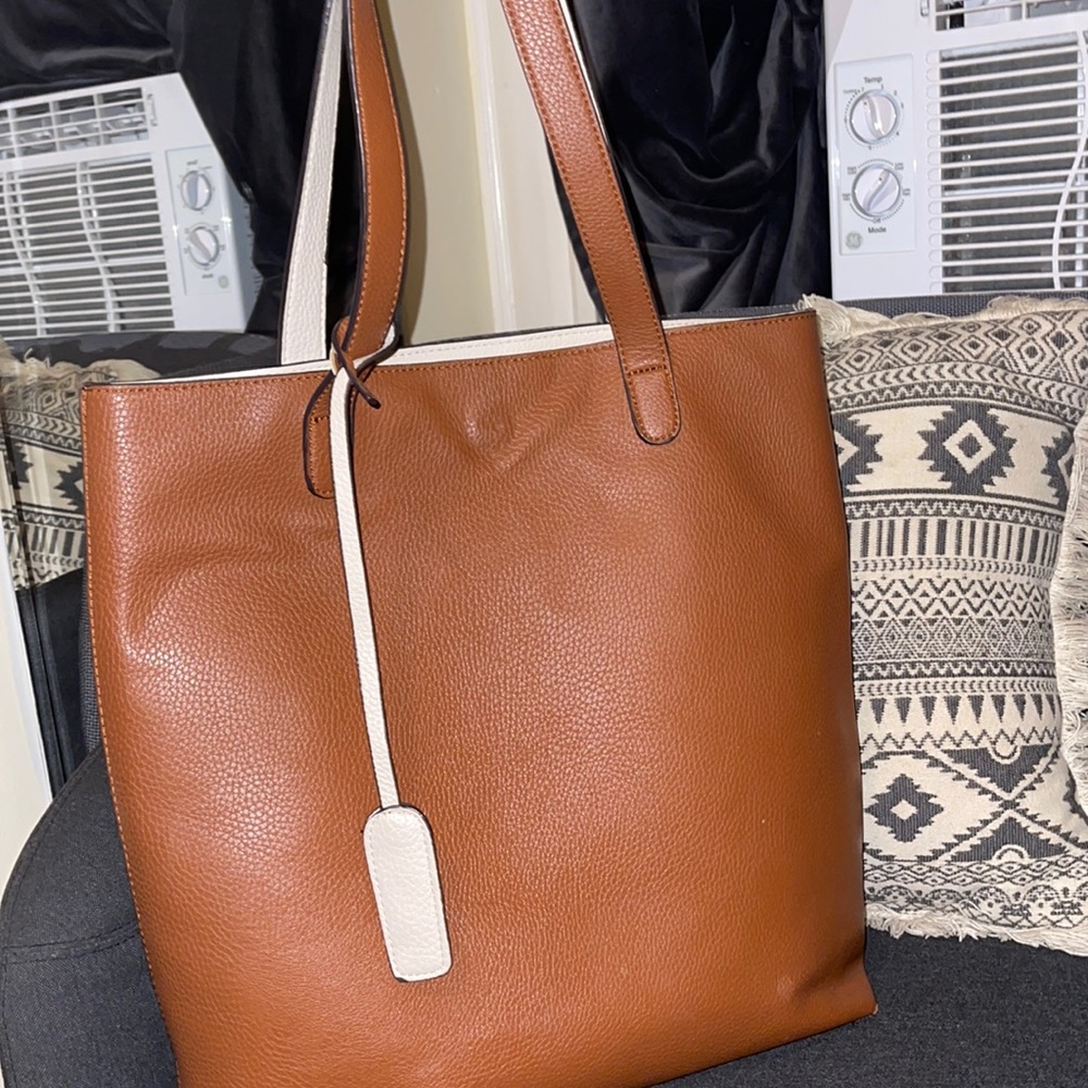 Brown and cream bag. Reversible. Tote
